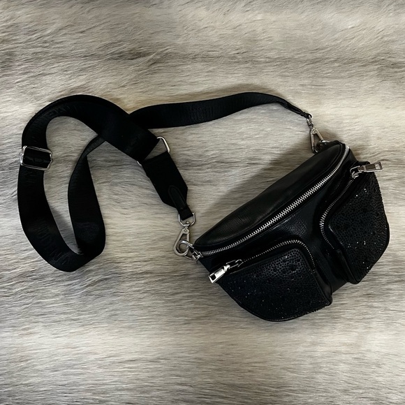 Steve Madden Handbags - MADDEN NYC Womens Embellished Multi Pocket Fannypack Crossbody Vegan Belt Bag